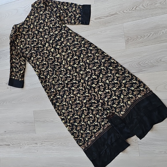 April Cornell Rayon Dark Prairie Folk Floral Boho Maxi Dress, Small - Picture 8 of 15